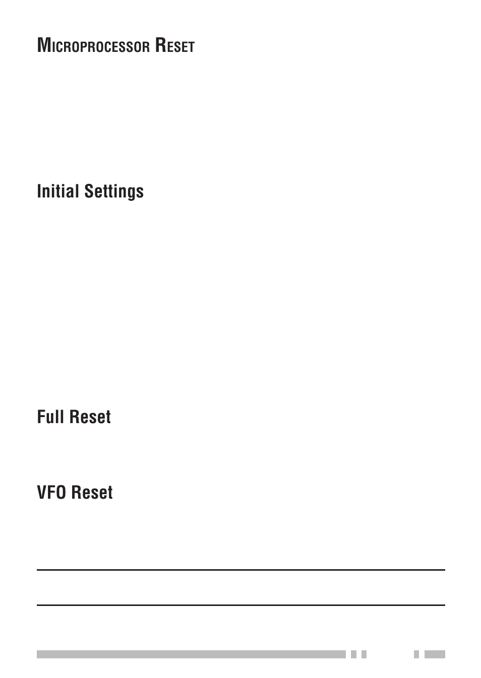 Initial settings, Full reset, Vfo reset | Kenwood TH-K2E - Discontinued User Manual | Page 125 / 154