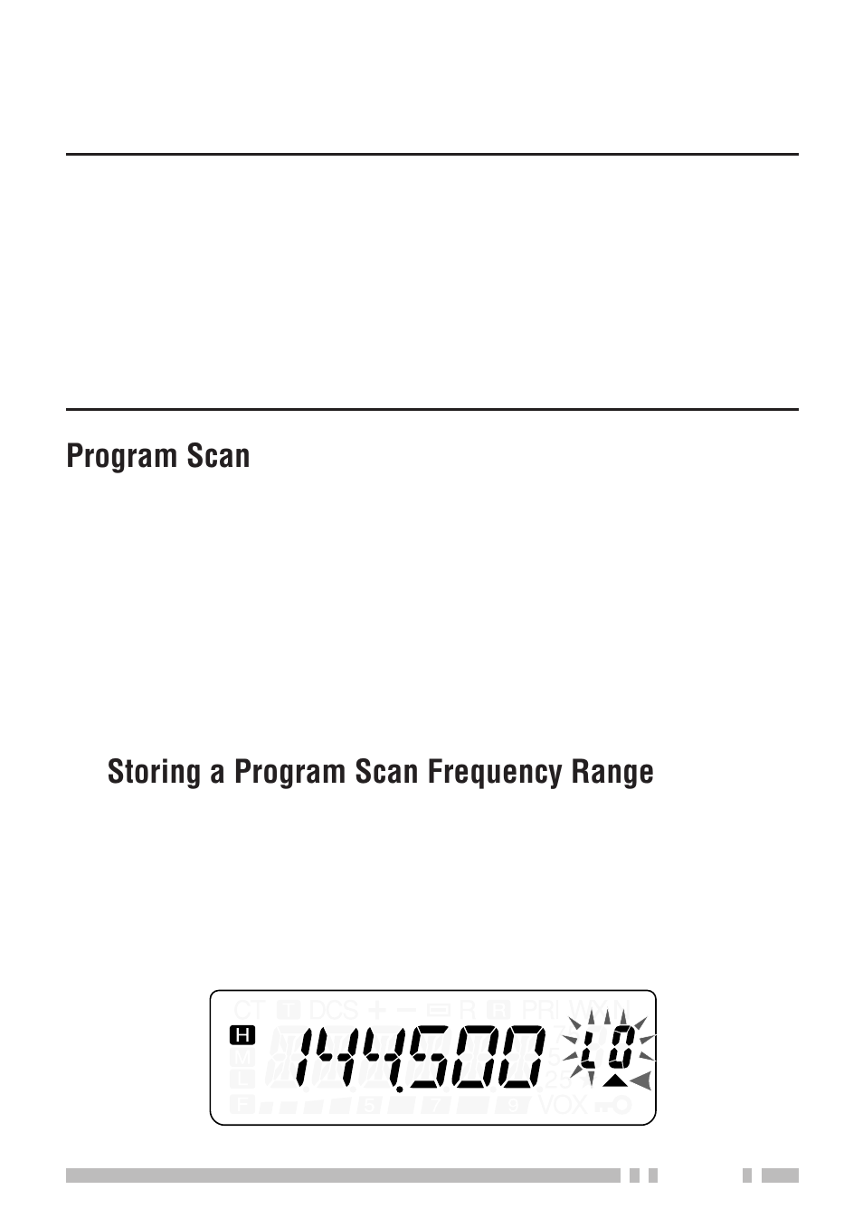 Program scan, Storing a program scan frequency range | Kenwood TH-K2E - Discontinued User Manual | Page 75 / 154