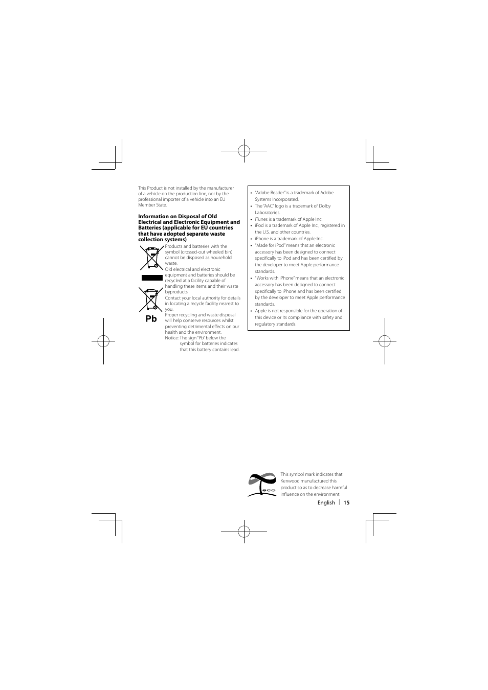 Kenwood KIV-700 User Manual | Page 15 / 15