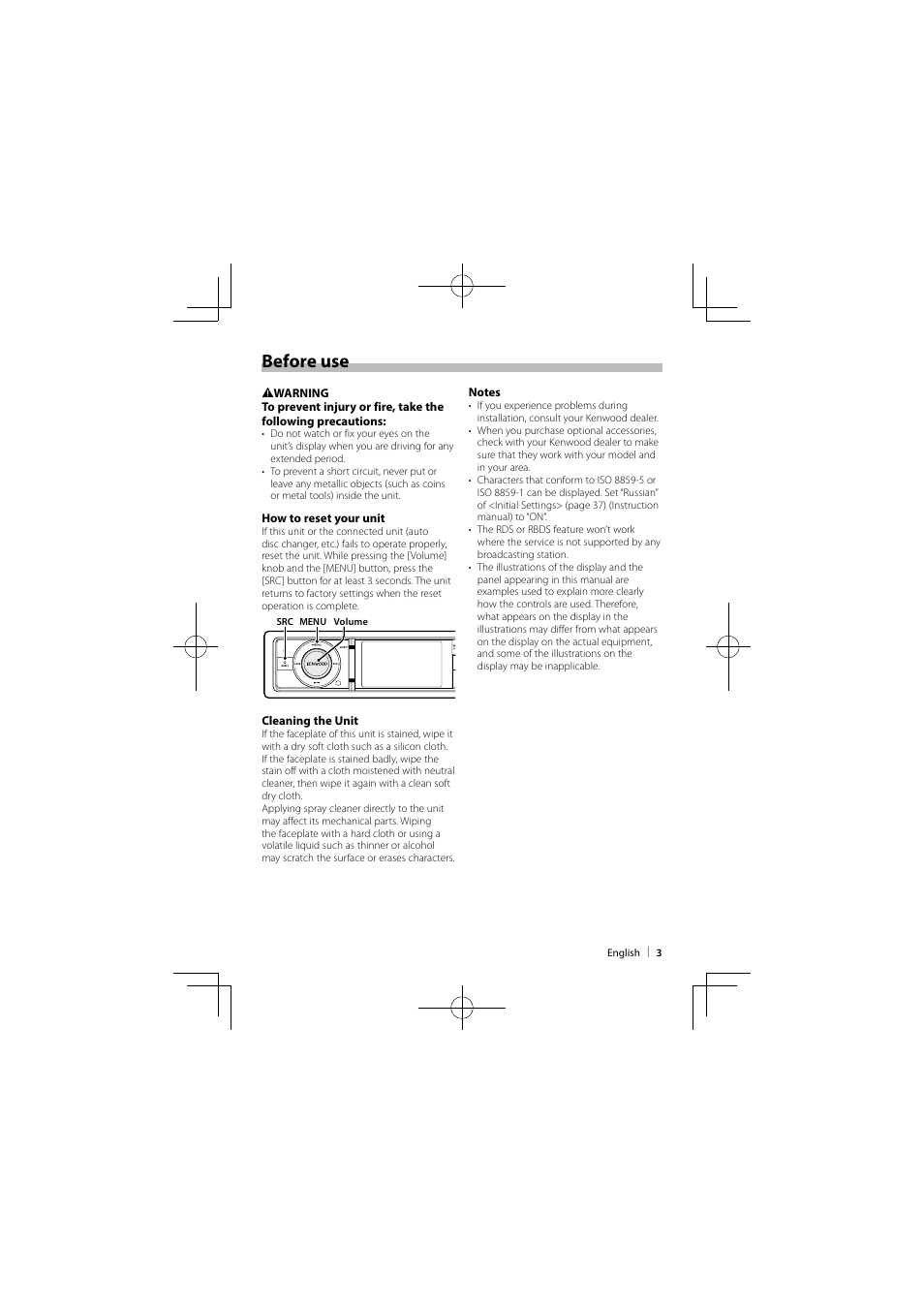 Before use | Kenwood KIV-700 User Manual | Page 3 / 15