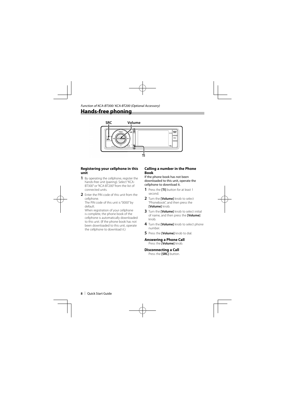 Hands-free phoning | Kenwood KIV-700 User Manual | Page 8 / 15