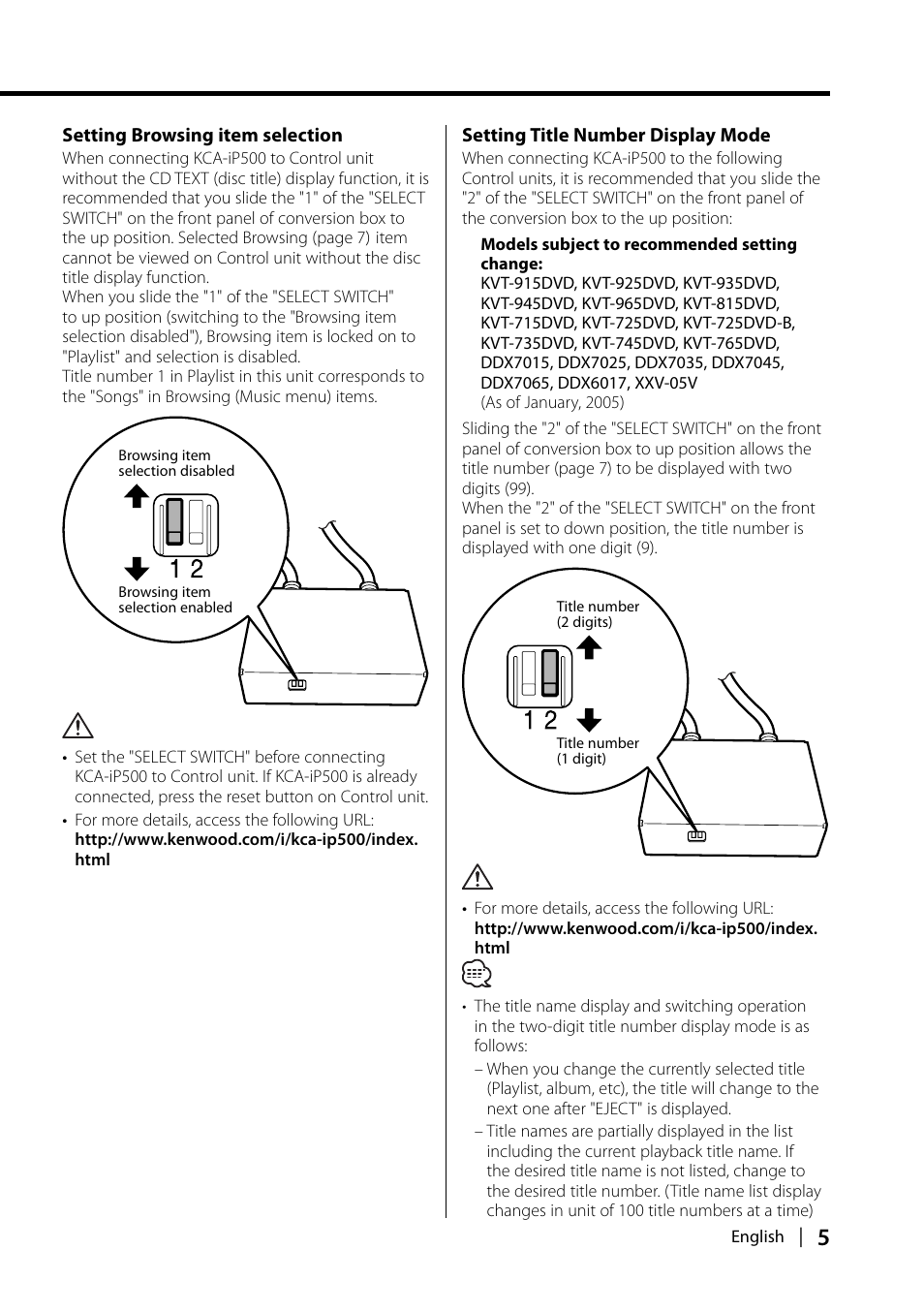 Kenwood KCA-iP500 User Manual | Page 5 / 11