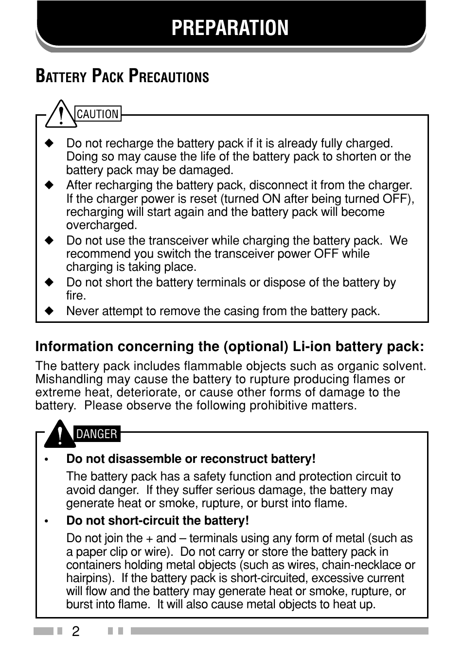 Preparation | Kenwood TK-3160E - Discontinued User Manual | Page 10 / 218