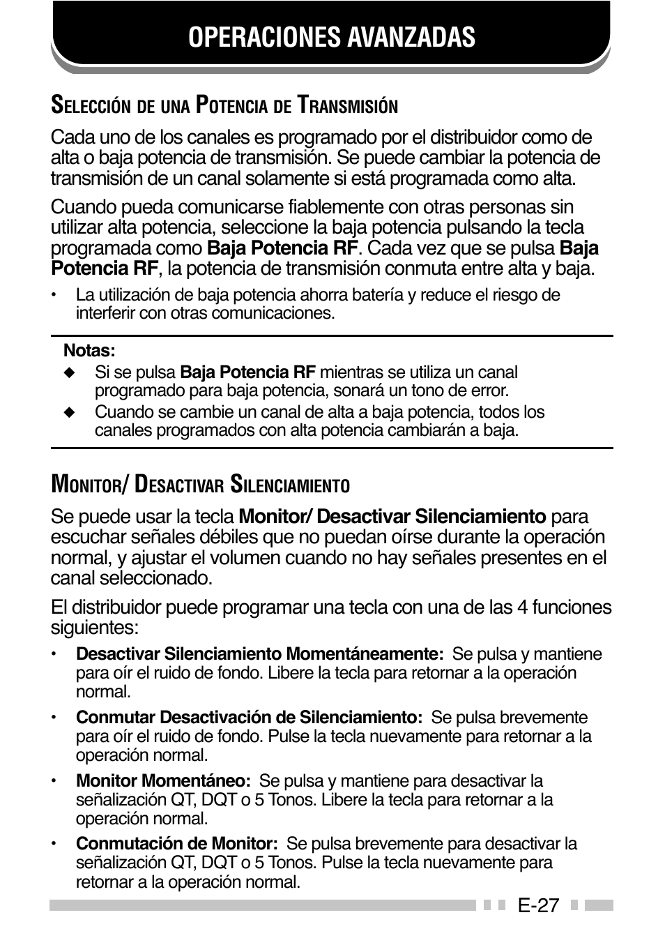 Operaciones avanzadas | Kenwood TK-3160E - Discontinued User Manual | Page 107 / 218