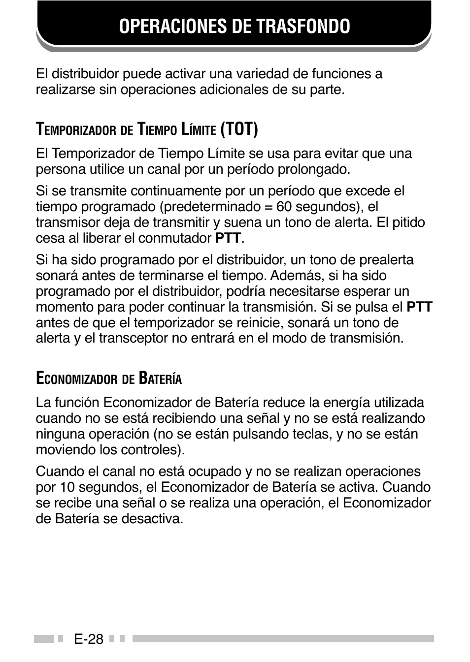 Operaciones de trasfondo, Tot) | Kenwood TK-3160E - Discontinued User Manual | Page 108 / 218