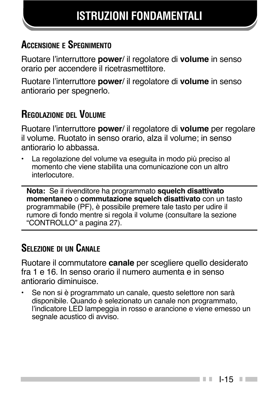 Istruzioni fondamentali | Kenwood TK-3160E - Discontinued User Manual | Page 131 / 218