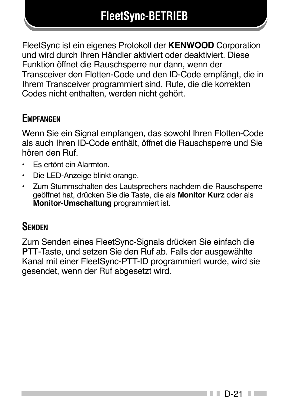 Fleetsync-betrieb | Kenwood TK-3160E - Discontinued User Manual | Page 173 / 218