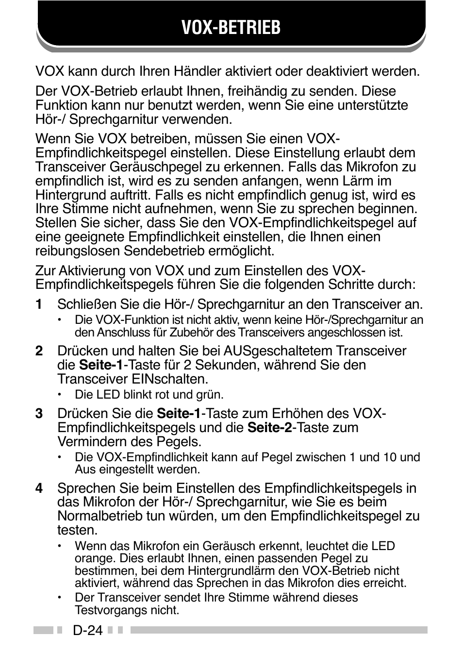 Vox-betrieb | Kenwood TK-3160E - Discontinued User Manual | Page 176 / 218