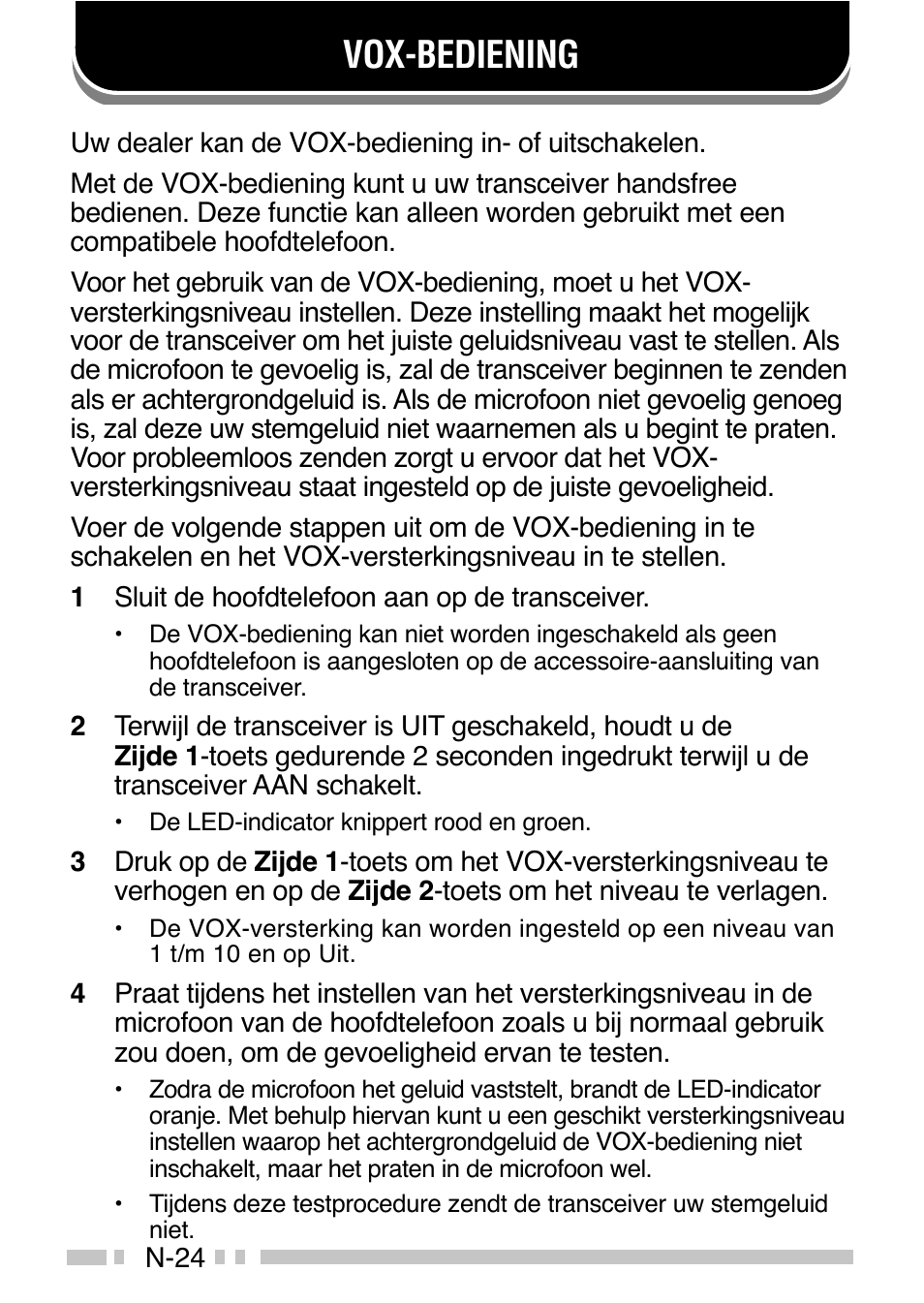 Vox-bediening | Kenwood TK-3160E - Discontinued User Manual | Page 212 / 218