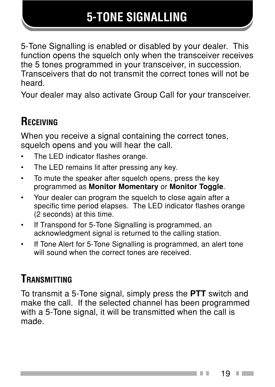 Tone signalling | Kenwood TK-3160E - Discontinued User Manual | Page 27 / 218