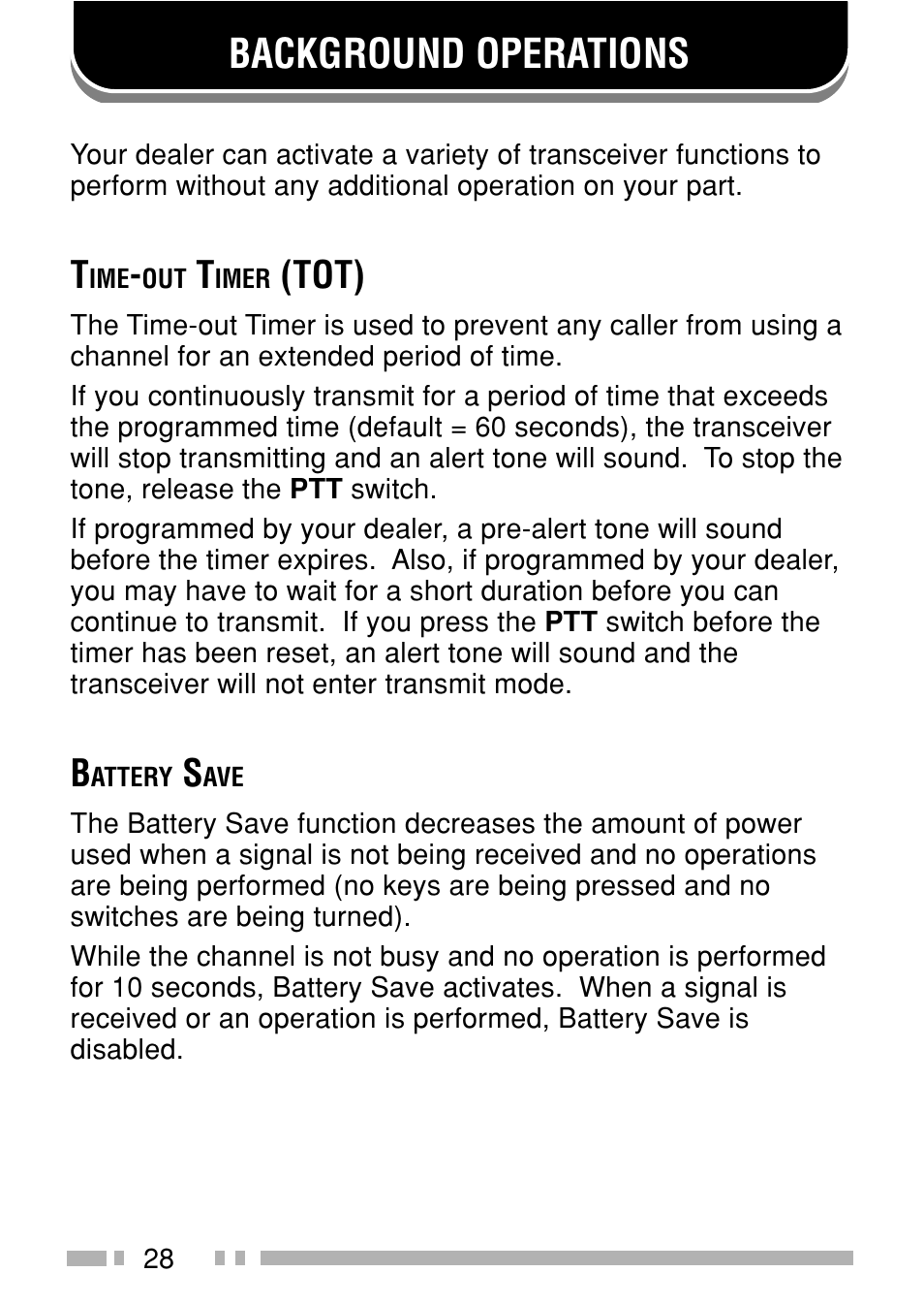 Background operations, Tot) | Kenwood TK-3160E - Discontinued User Manual | Page 36 / 218