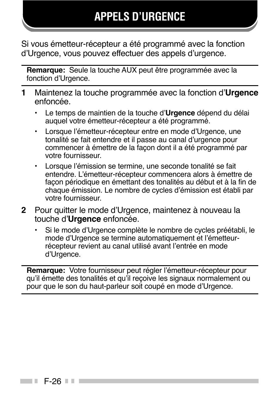 Appels d’urgence | Kenwood TK-3160E - Discontinued User Manual | Page 70 / 218