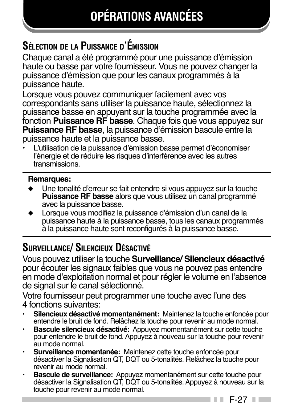Opérations avancées | Kenwood TK-3160E - Discontinued User Manual | Page 71 / 218