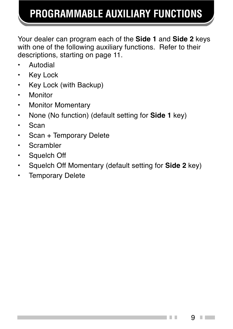 Programmable auxiliary functions | Kenwood TK-3202E3 - Discontinued User Manual | Page 15 / 27