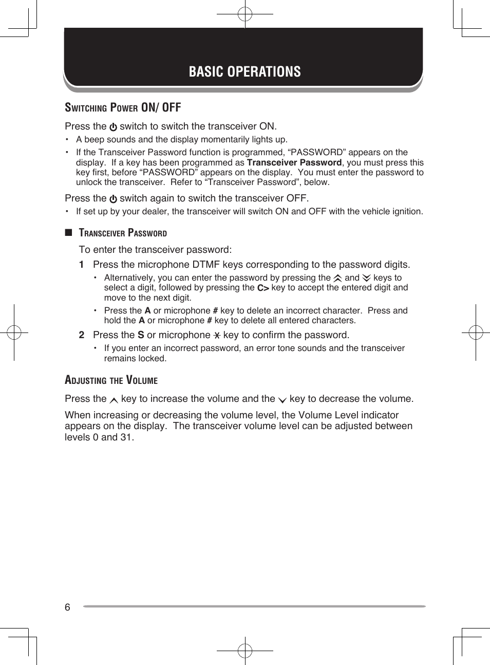 Basic operations, On/ off | Kenwood TK-7185E User Manual | Page 12 / 33