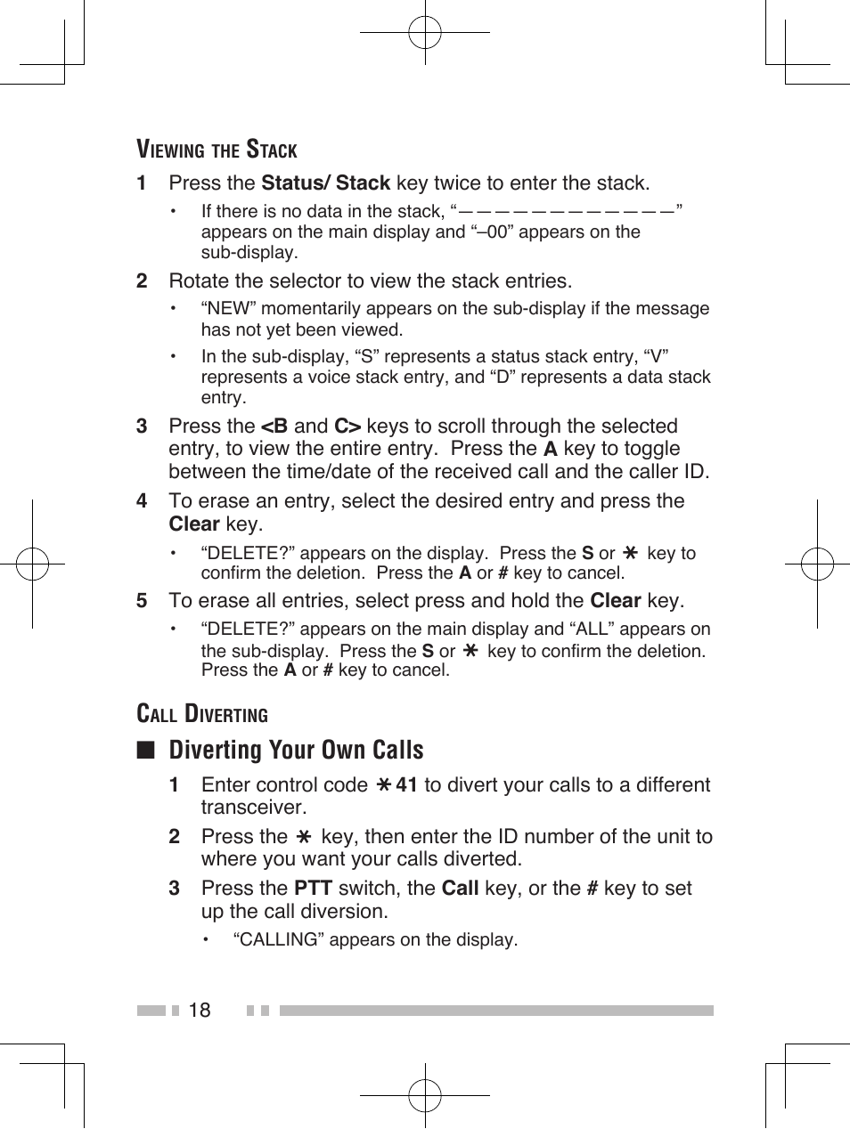 Diverting your own calls | Kenwood TK-2185E User Manual | Page 28 / 50