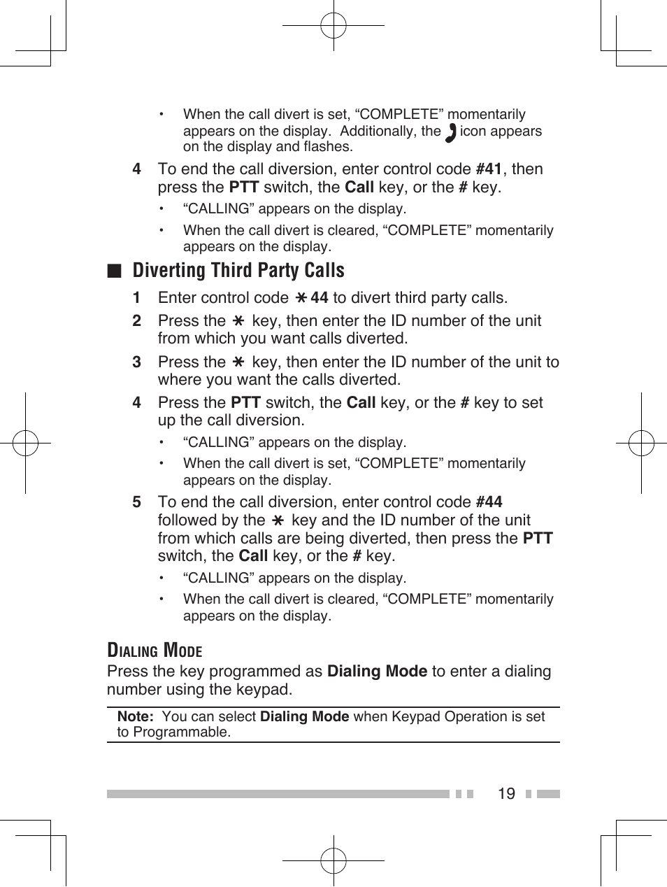 Diverting third party calls | Kenwood TK-2185E User Manual | Page 29 / 50