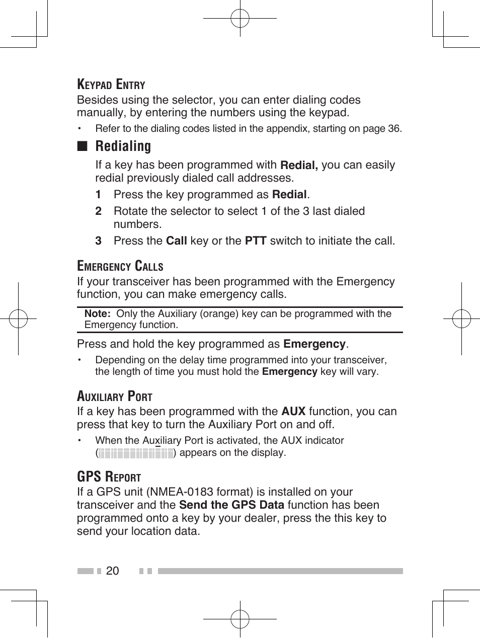Redialing, Gps r | Kenwood TK-2185E User Manual | Page 30 / 50