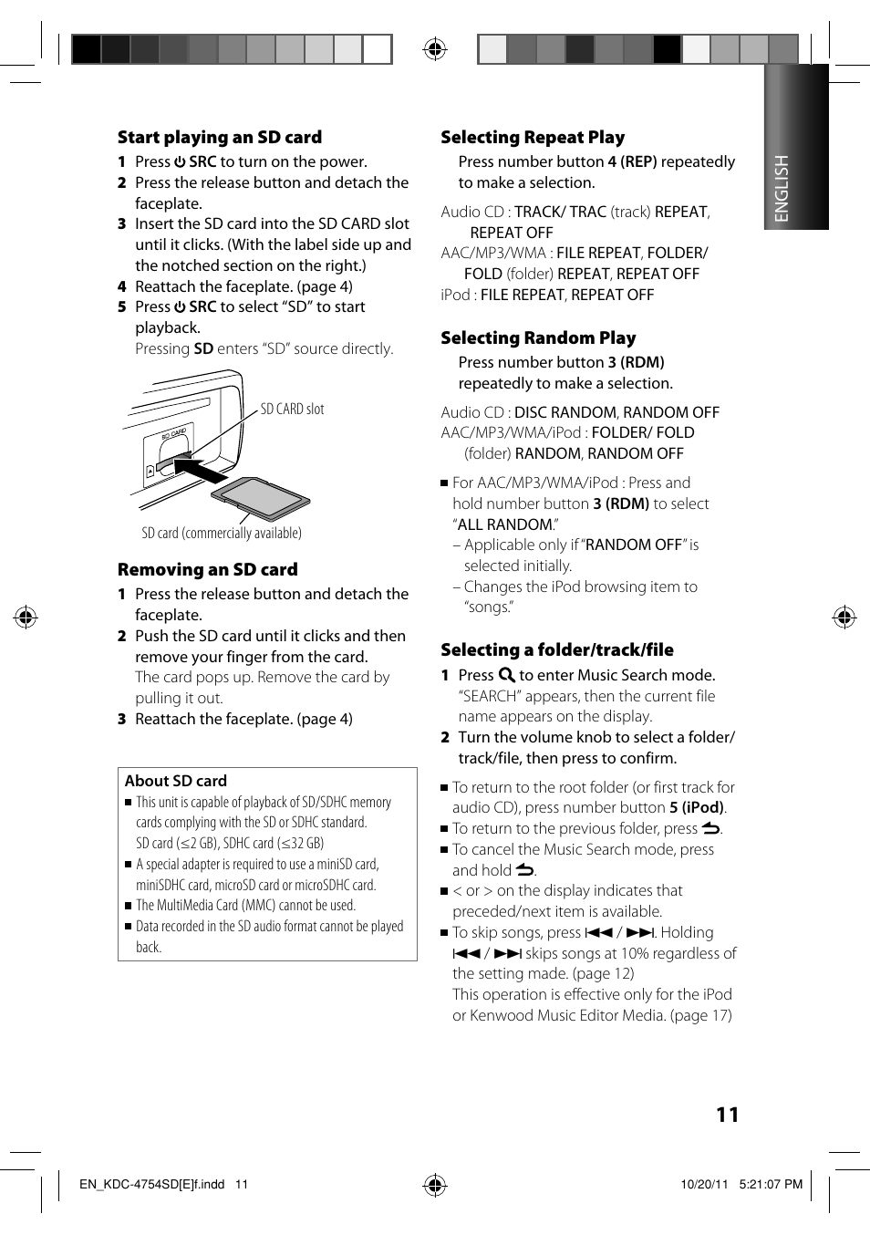 Kenwood KDC-4654SD User Manual | Page 11 / 21