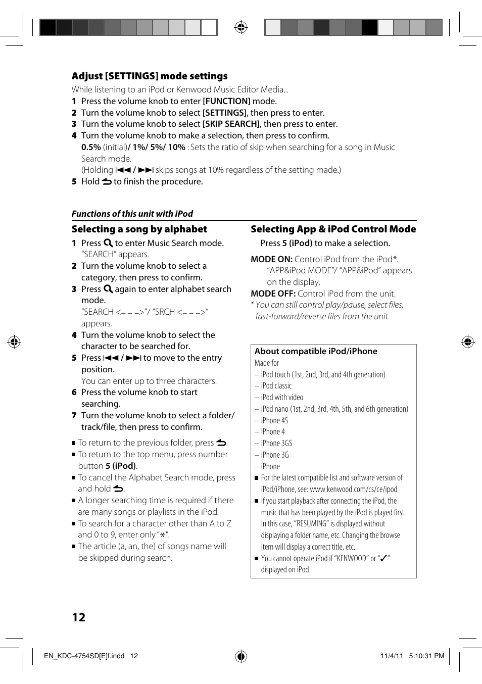 Kenwood KDC-4654SD User Manual | Page 12 / 21