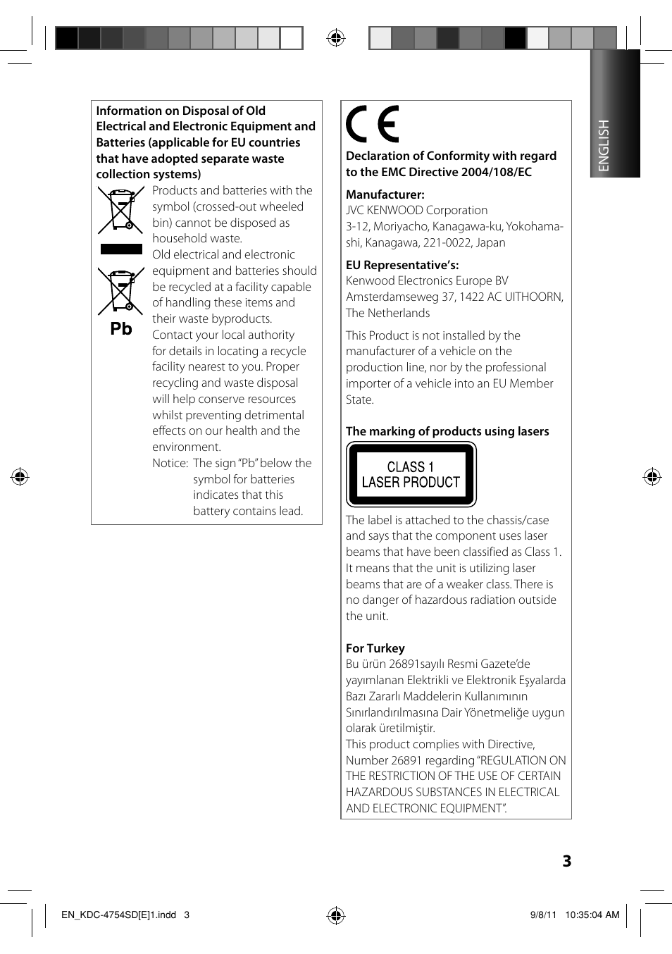 Kenwood KDC-4654SD User Manual | Page 3 / 21