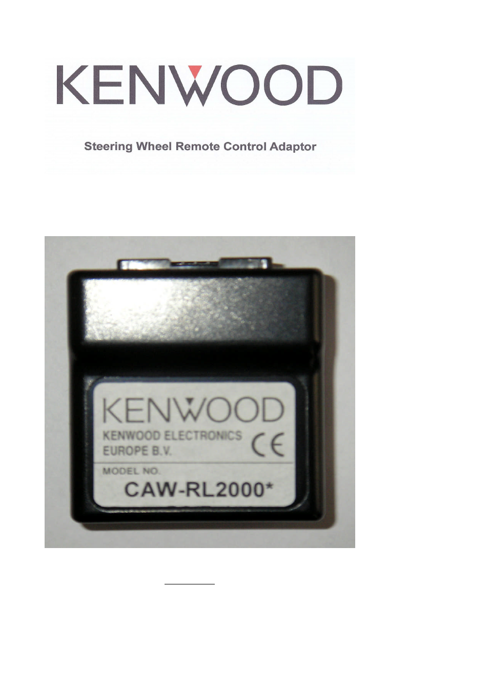 Kenwood CAW-RL2000 User Manual | 2 pages