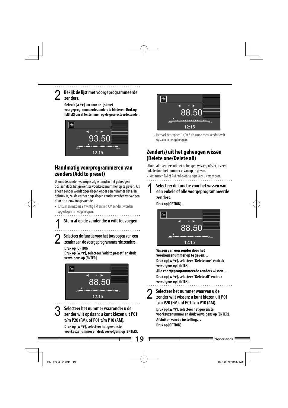 Bekijk de lijst met voorgeprogrammeerde zenders, Stem af op de zender die u wilt toevoegen | Kenwood AS-iP70 User Manual | Page 103 / 168