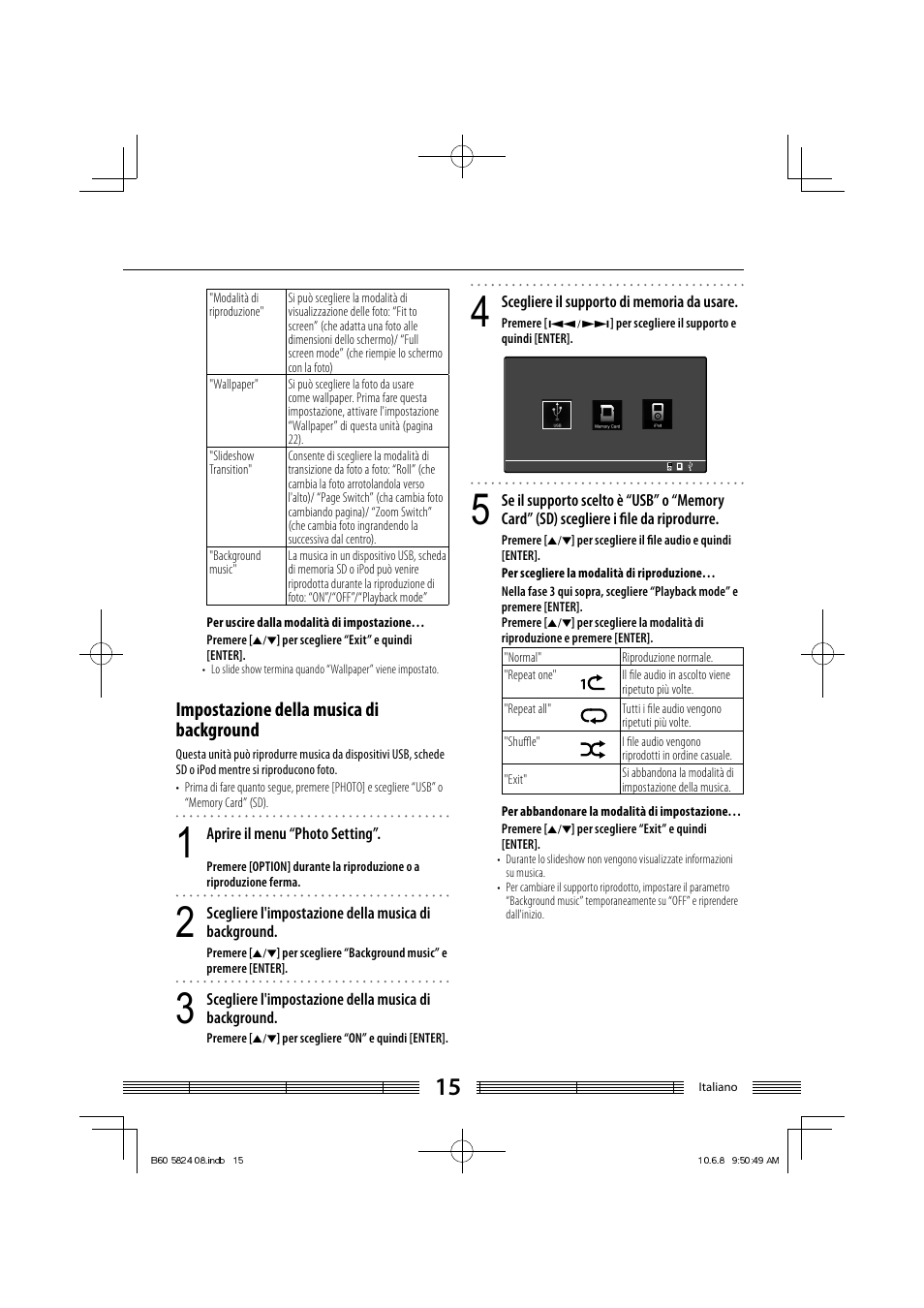 Impostazione della musica di background | Kenwood AS-iP70 User Manual | Page 127 / 168