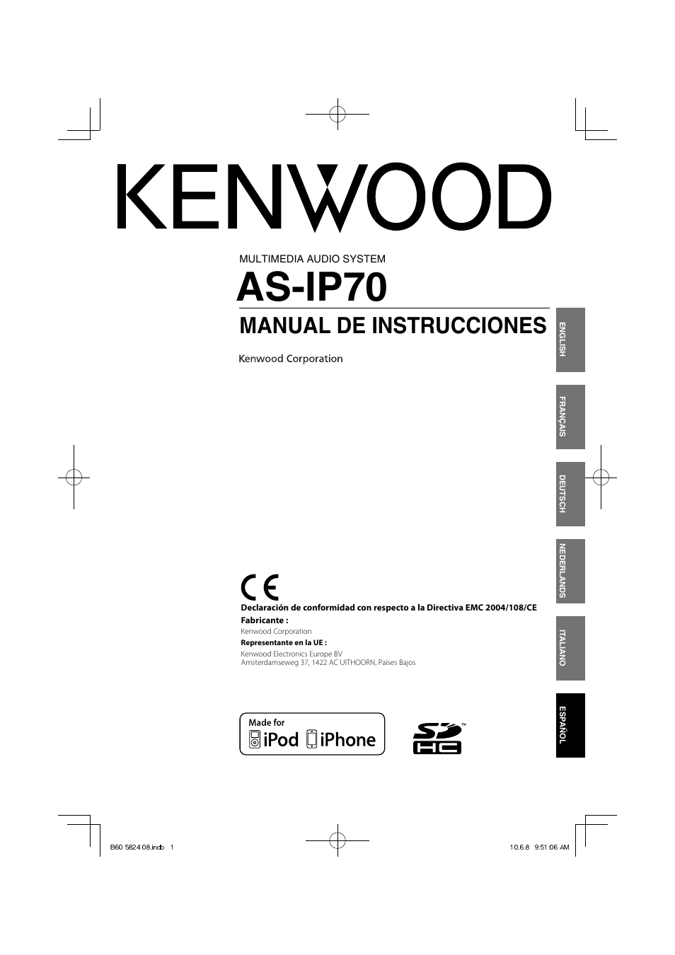 As-ip70, Manual de instrucciones | Kenwood AS-iP70 User Manual | Page 141 / 168