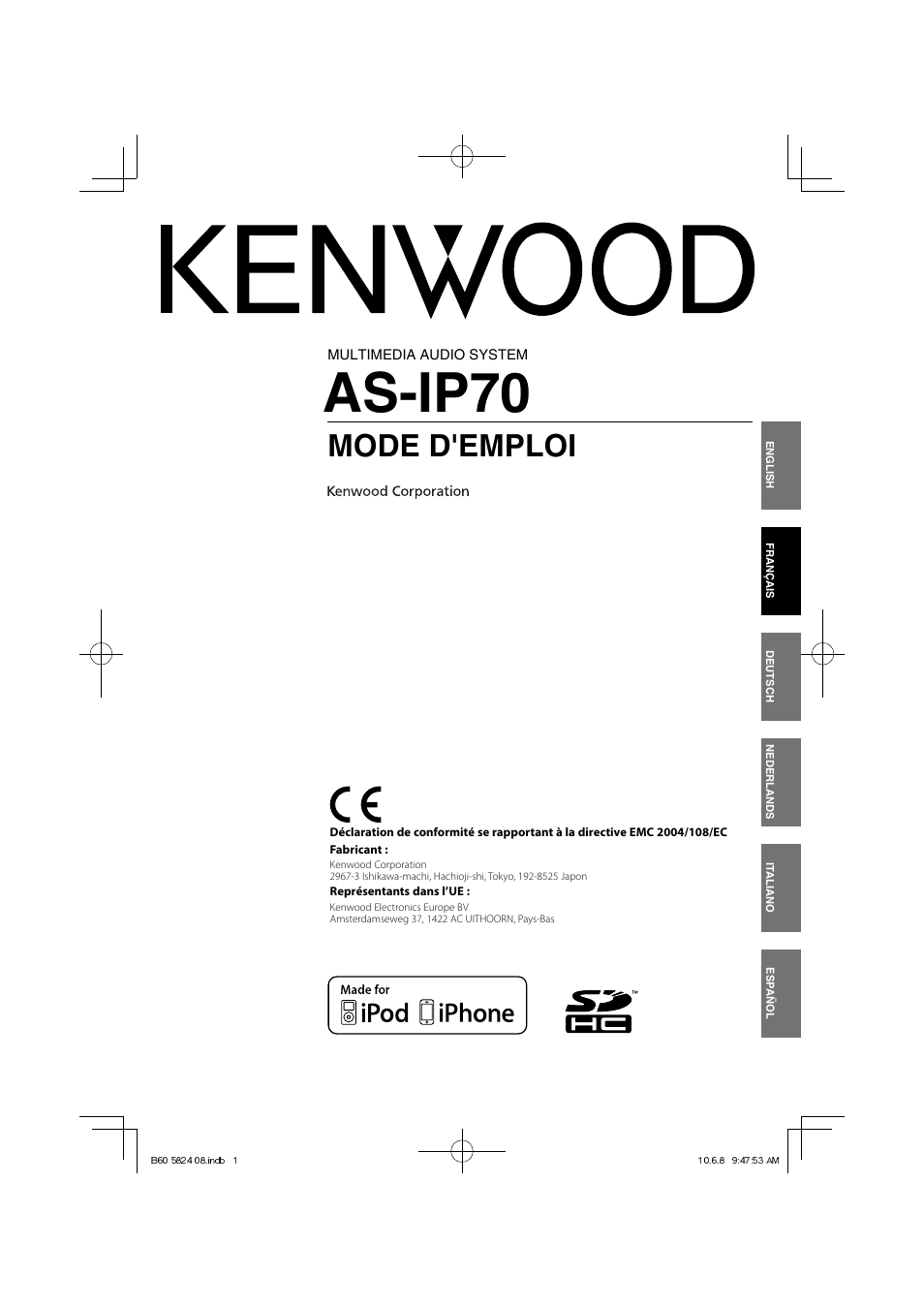 As-ip70, Mode d'emploi | Kenwood AS-iP70 User Manual | Page 29 / 168