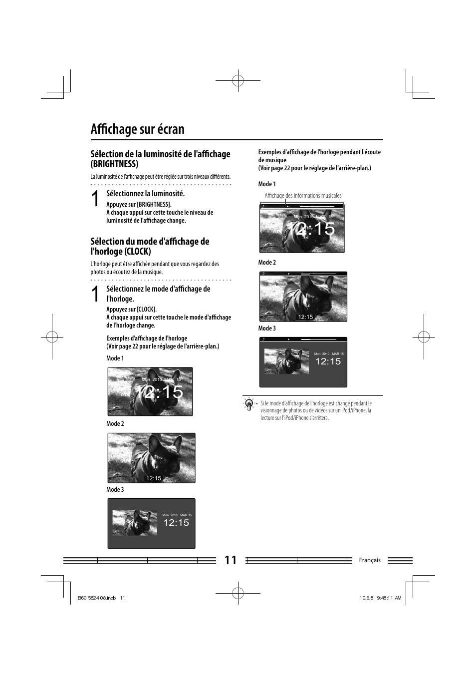 Aﬃ chage sur écran | Kenwood AS-iP70 User Manual | Page 39 / 168