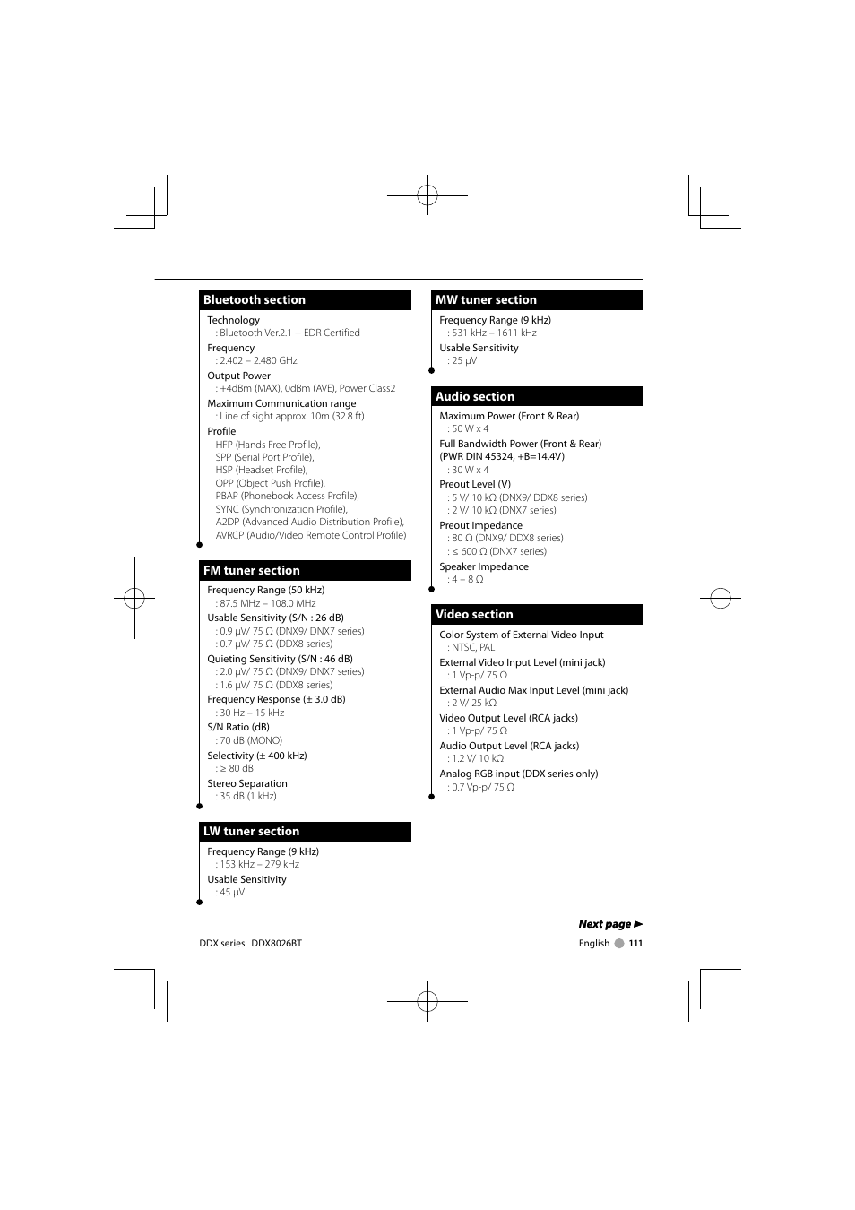 Kenwood DNX9260BT User Manual | Page 111 / 116