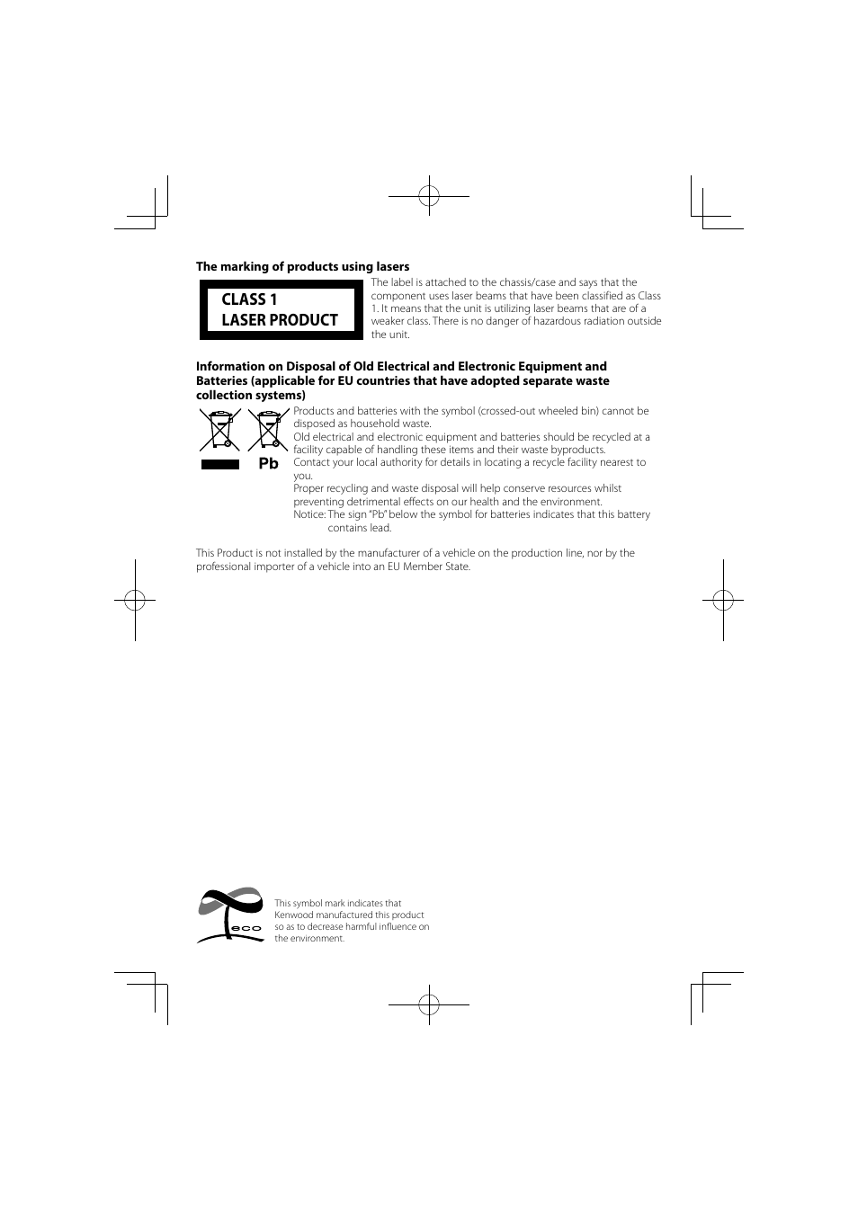 Class 1 laser product | Kenwood DNX9260BT User Manual | Page 115 / 116