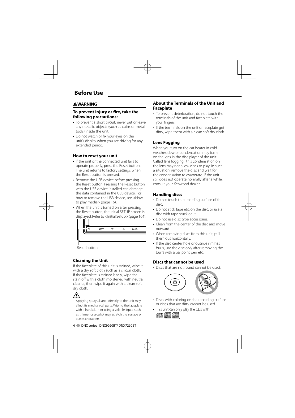 Before use | Kenwood DNX9260BT User Manual | Page 4 / 116