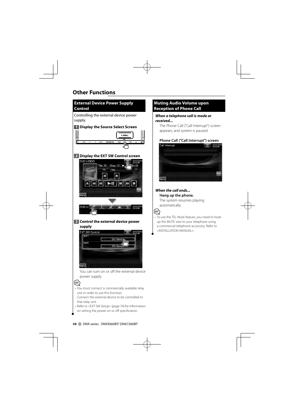 Other functions | Kenwood DNX9260BT User Manual | Page 48 / 116