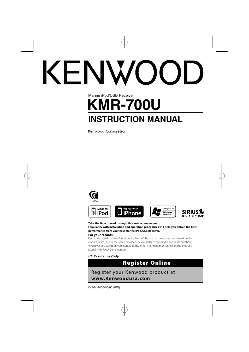 Kenwood KMR-700U User Manual | 28 pages