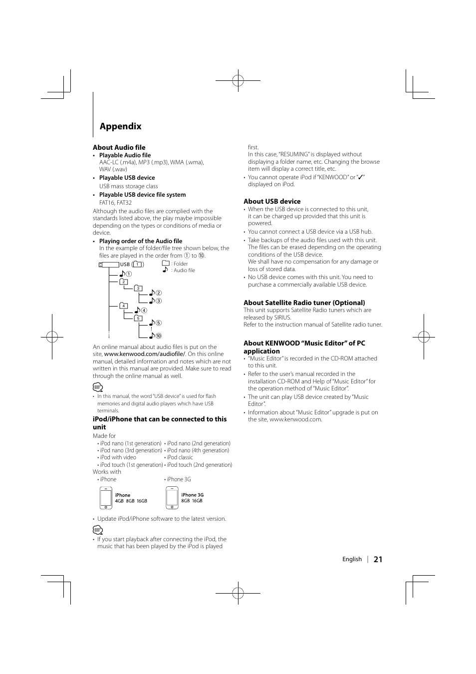 Appendix | Kenwood KMR-700U User Manual | Page 21 / 28