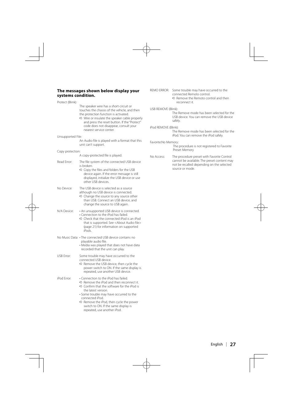 Kenwood KMR-700U User Manual | Page 27 / 28