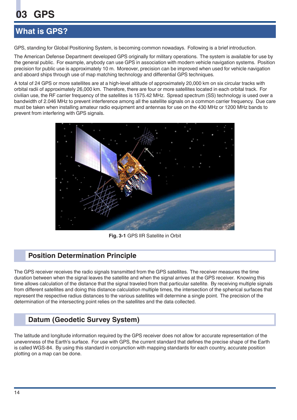 03 gps, What is gps, Position determination principle | Datum (geodetic survey system) | Kenwood TM-D710GE User Manual | Page 18 / 108