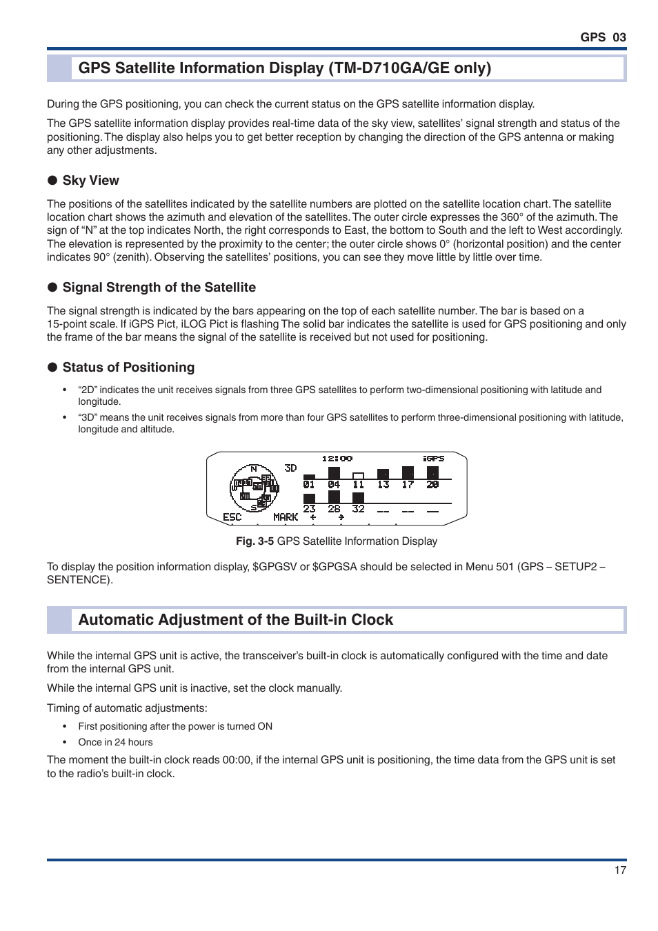 Automatic adjustment of the built-in clock | Kenwood TM-D710GE User Manual | Page 21 / 108