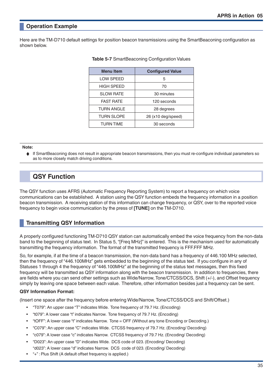 Operation example, Qsy function, Transmitting qsy information | Kenwood TM-D710GE User Manual | Page 39 / 108