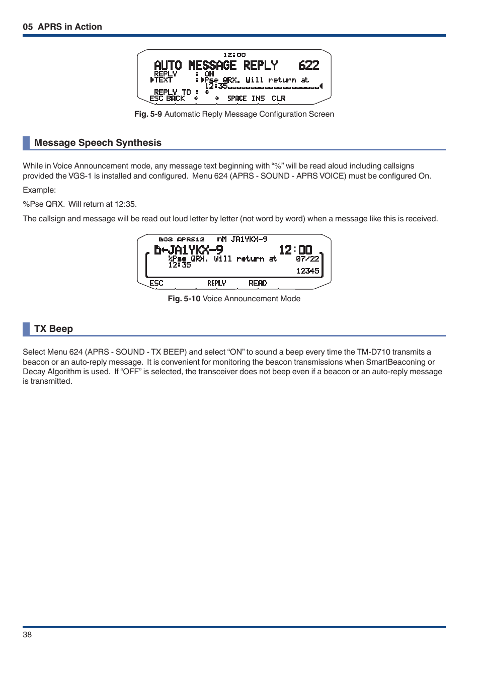 Message speech synthesis, Tx beep | Kenwood TM-D710GE User Manual | Page 42 / 108