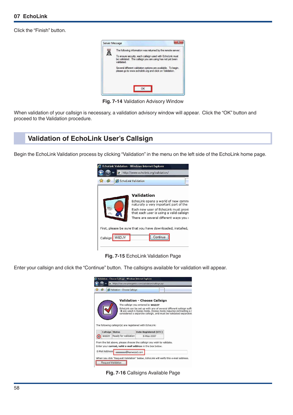 Validation of echolink user’s callsign | Kenwood TM-D710GE User Manual | Page 62 / 108