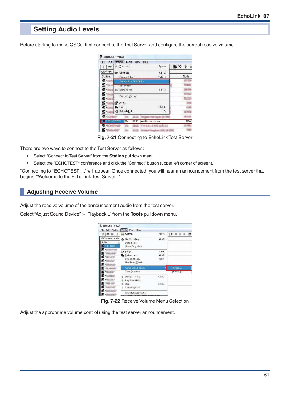 Setting audio levels, Adjusting receive volume | Kenwood TM-D710GE User Manual | Page 65 / 108