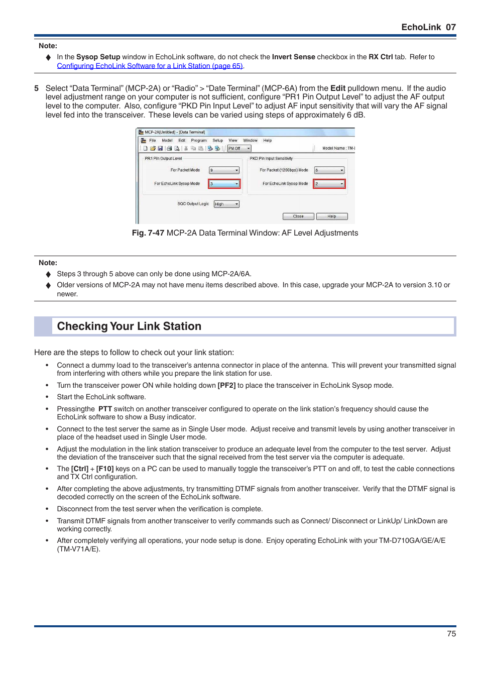 Checking your link station | Kenwood TM-D710GE User Manual | Page 79 / 108