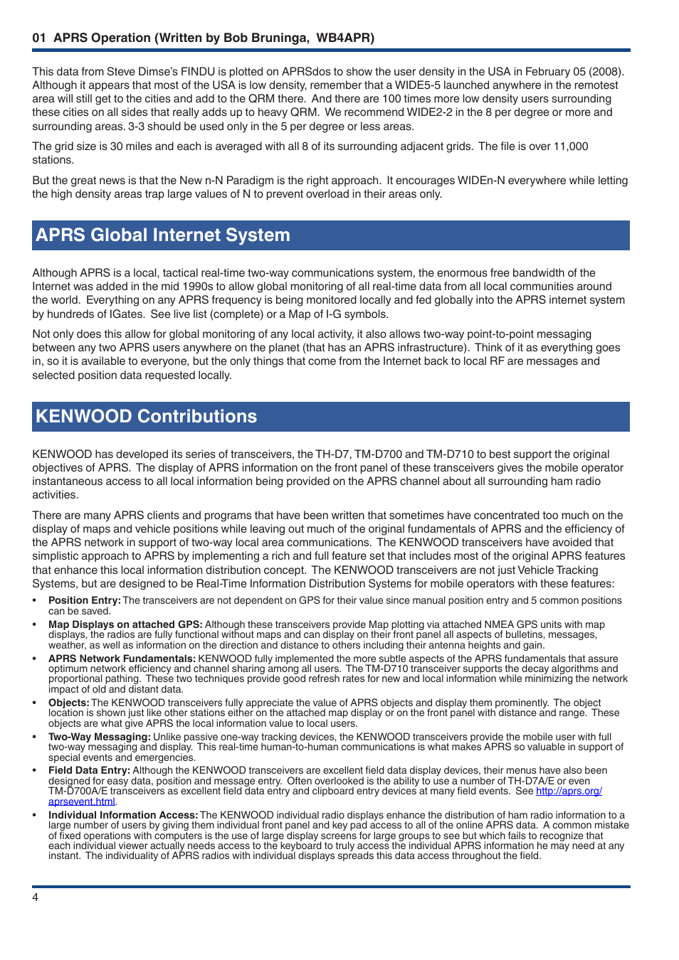 Aprs global internet system, Kenwood contributions | Kenwood TM-D710GE User Manual | Page 8 / 108