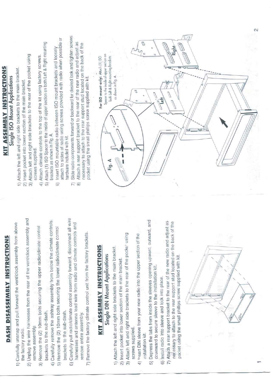 Pash disassembly instructions, Kit assembly instructions | Kenwood CAW1301-05 User Manual | Page 2 / 2