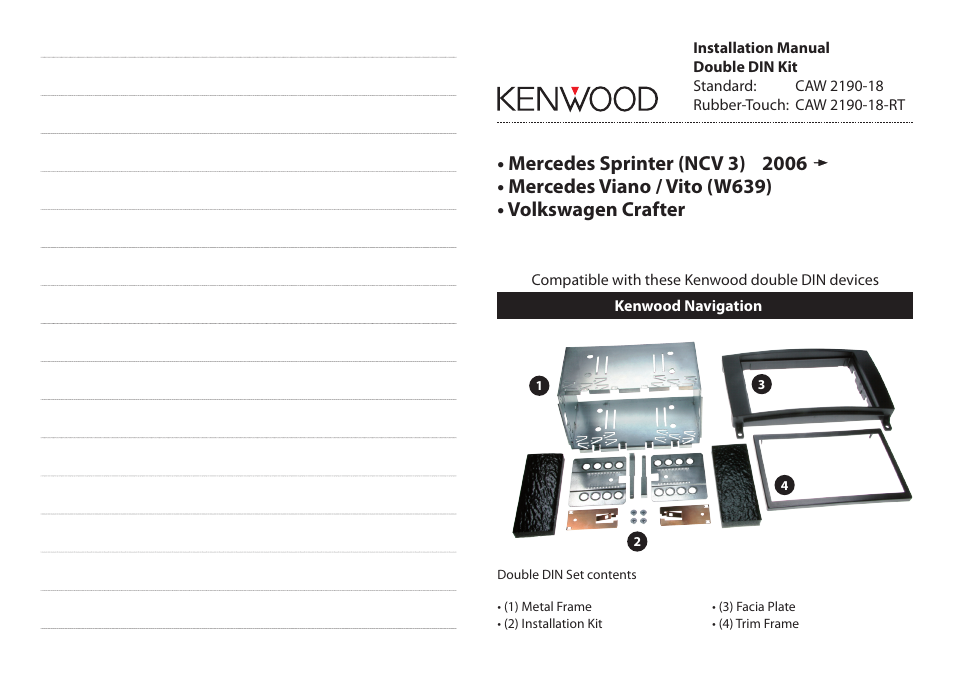 Kenwood CAW2190-18-RT User Manual | 4 pages