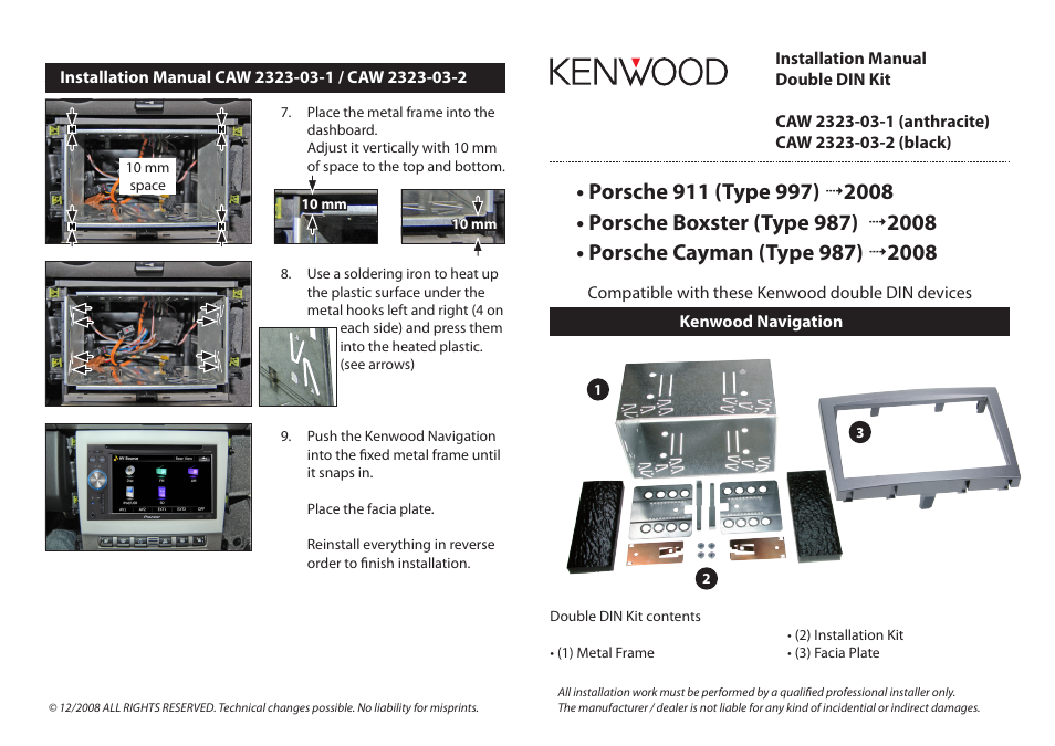Kenwood CAW2323-03-2 User Manual | 2 pages