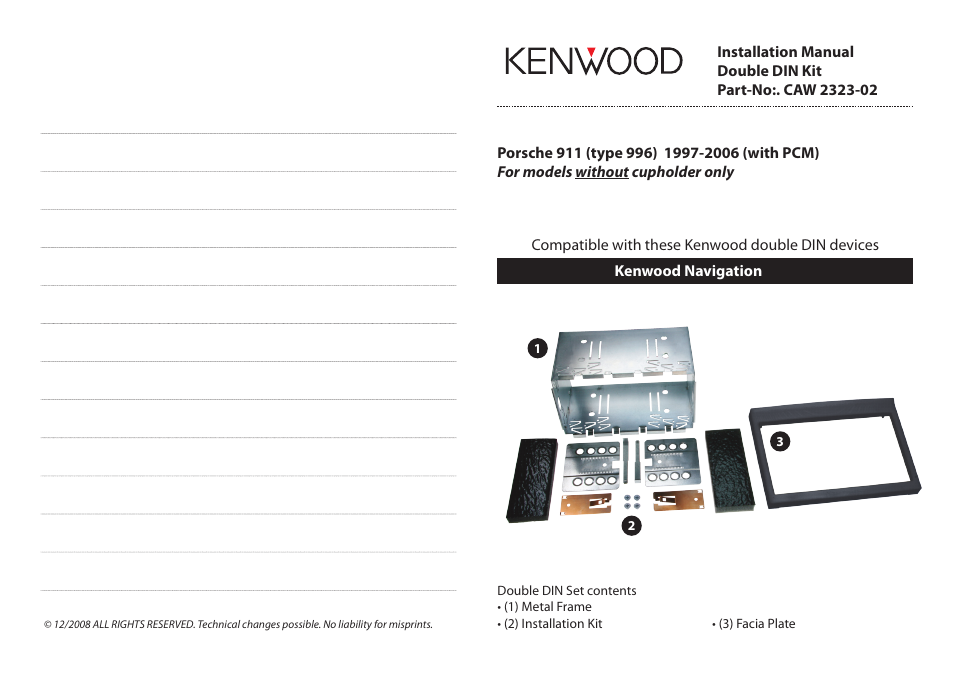 Kenwood CAW2323-02 User Manual | 2 pages